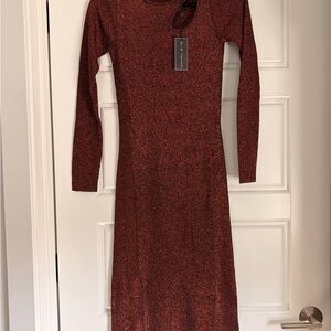 NWT: Elie Tahari Elegant Long Sleeve Shimmer Dress